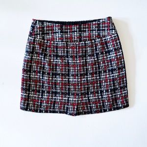 Plaid Mini Skirt with Slit